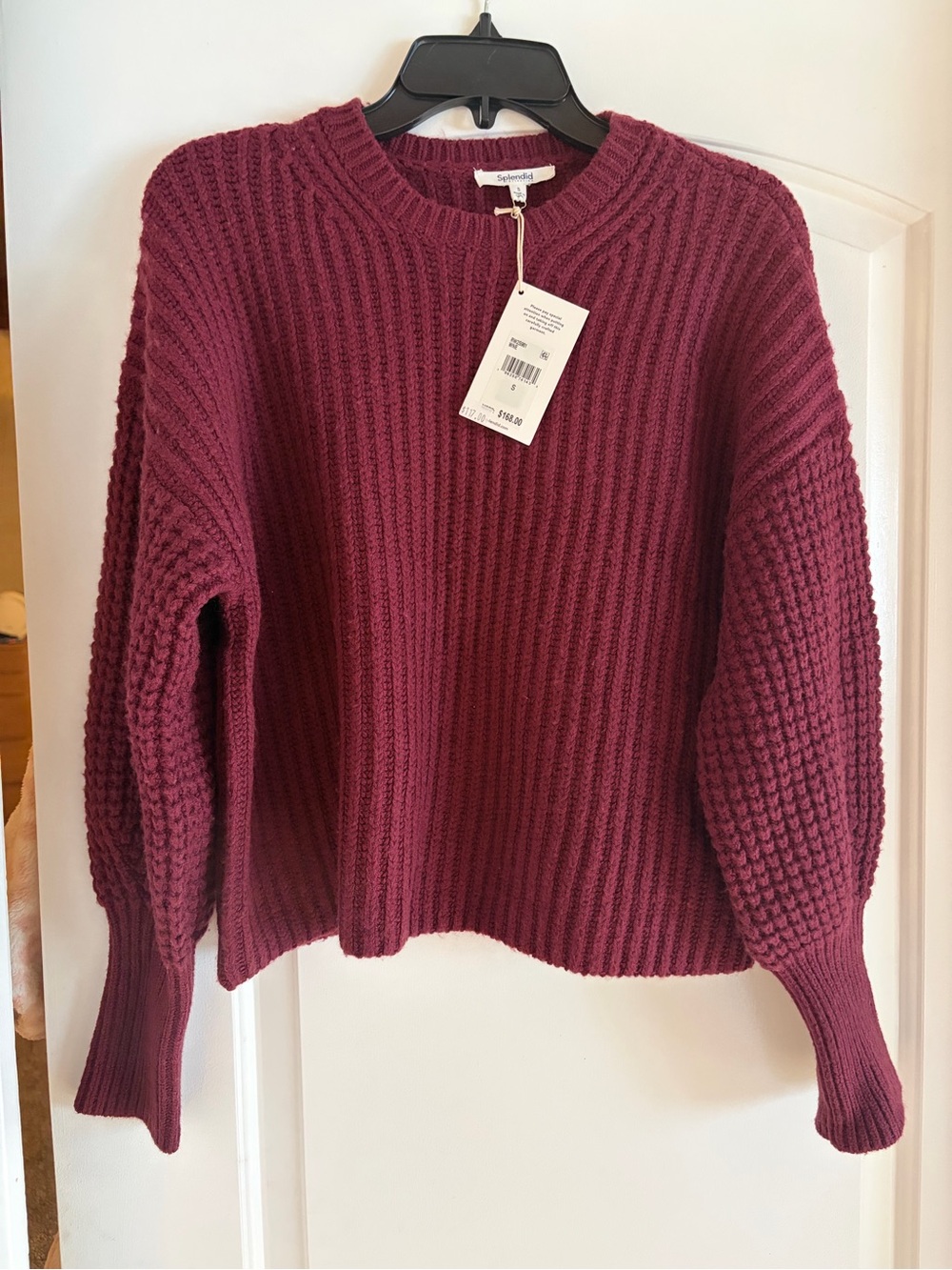 NWT Splendid Women's Chunky Rib Knit Sweater - wine color - size small